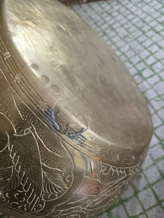 Large Brass Etched Bowl