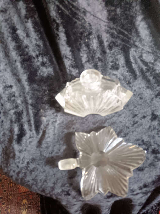 Art Deco Star Shaped Stopper Cut Glass Perfume Bottle