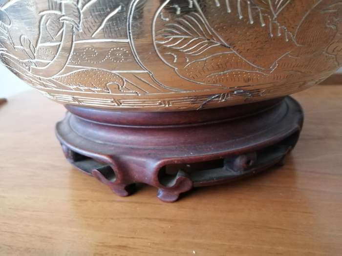 Large Brass Etched Bowl