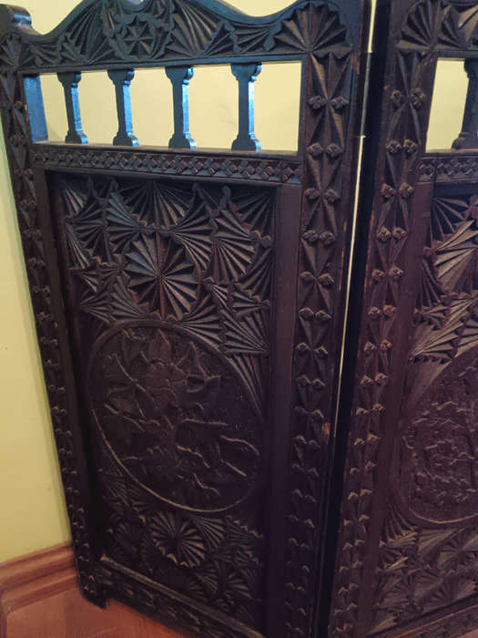 Antique Padouk Folding Fire Screen C 1900's