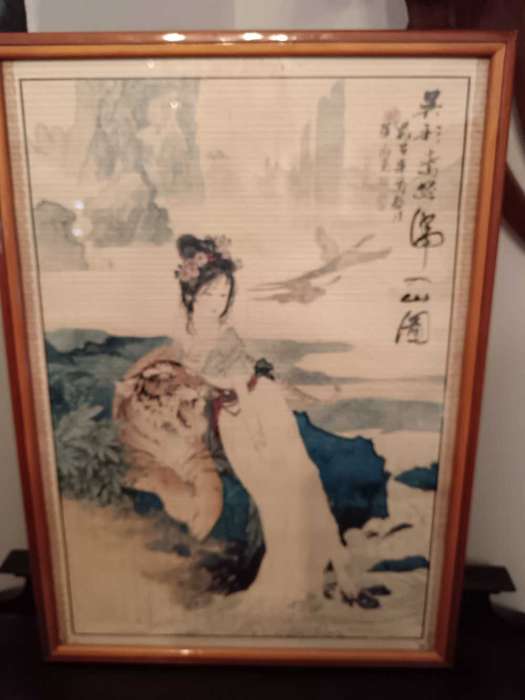 Hua Sanchuan Painting of a  Chinese Girl with a Tiger
