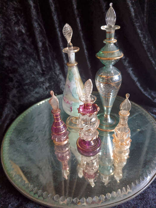 Egyptian Hand Blown Set of 5 Perfume Bottles