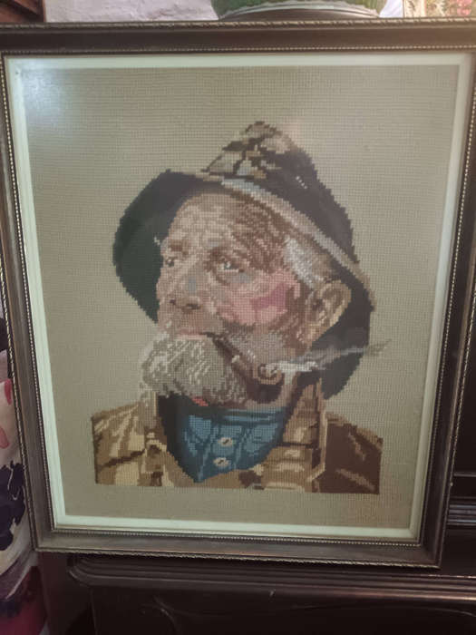 Framed Tapestry of The Old Salt Fisherman