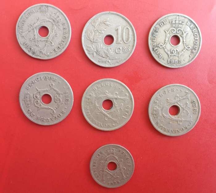 royaume de belgique (kingdom of belgium) x7 coins 1904-1930