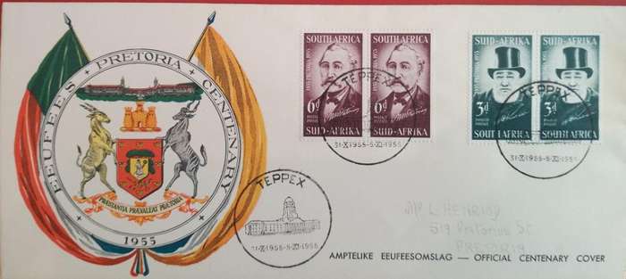 UNION FDC PRETORIA 100 YEARS OLD 1960