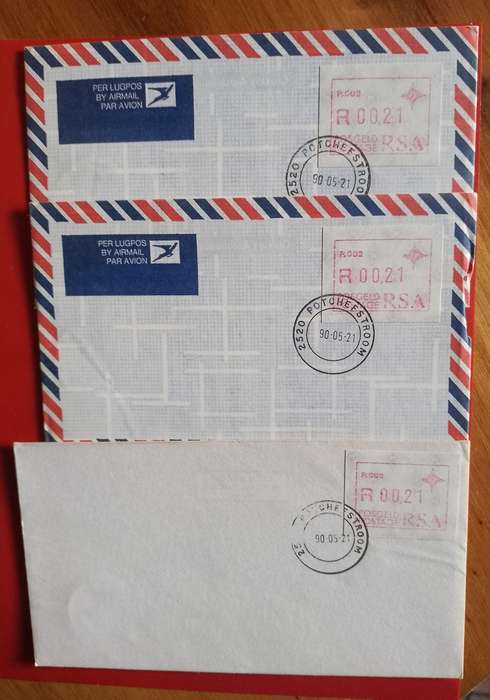 Frama experimental postage x3 covers 1990