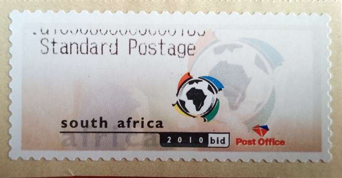 RSA 2004 VIRTUAL STAMP X2 (2010 WORLD CUP BID UNUSED) AND 1 STAMPED STANDARD POSTAGE NOT COMMON