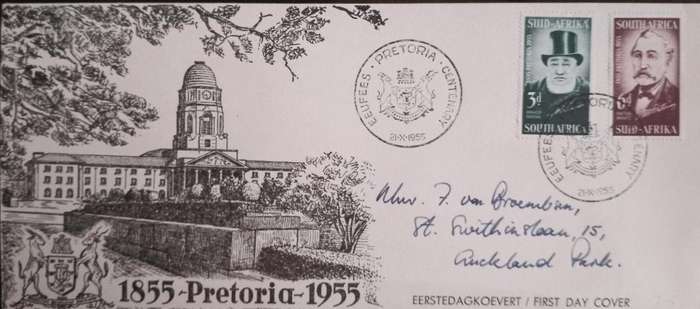 UNION FDC PRETORIA 100 YEARS OLD -1955