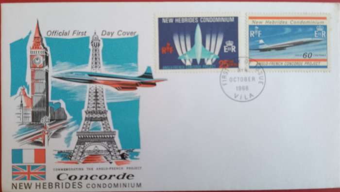 CONCORDE AIR FRANCE FDC NEW HEBRIDES 1968