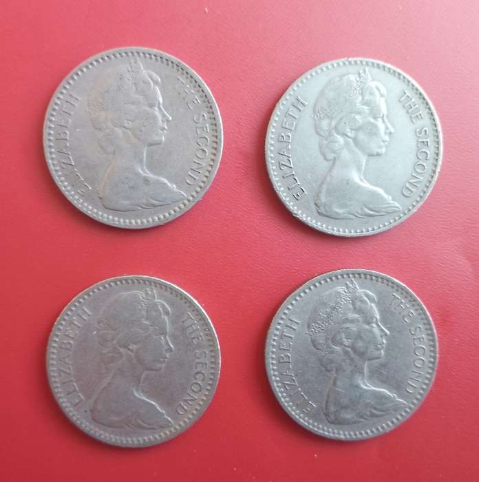 rhodesia 10c coins 1964 X4