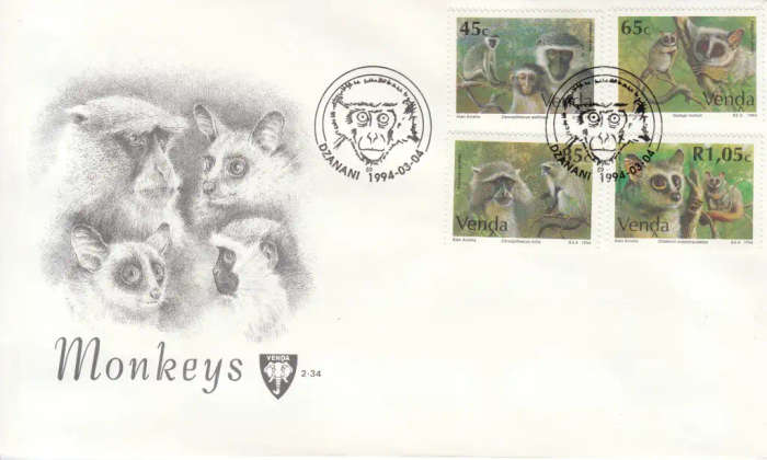 VENDA OFFICIAL FDC 2.34 1994: MONKEYS