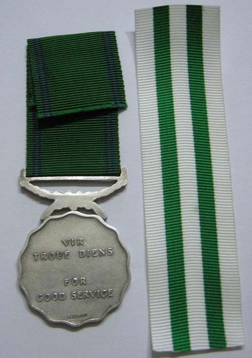 Full Size SADF Good Service Medal 20 Years Silver Marked S925 SAM Nr 3066 (SpecificMedalInMatthysen)