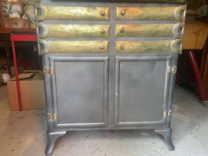Rare Metal and Brass Dental Cabinet( 83 x 96 x 46 cm )