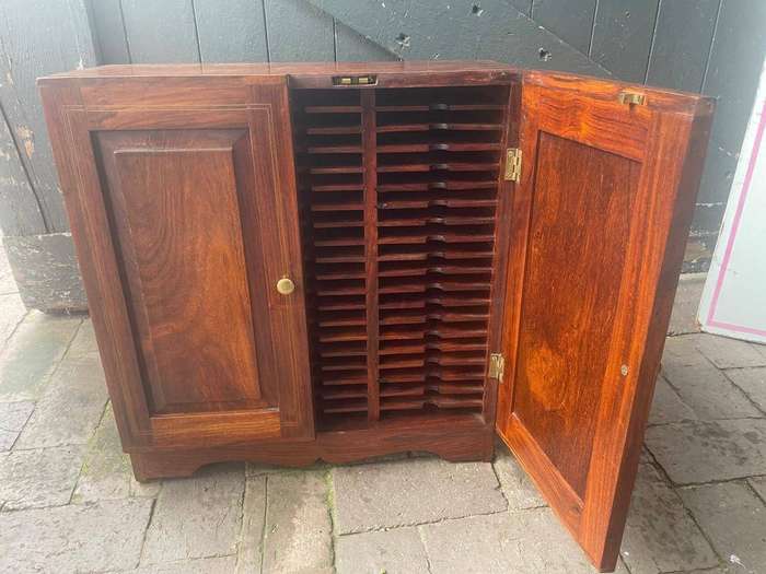 Rate Mahogany Postmasters Cabinet with Brass Inlay (44 x 20 x48 cm )