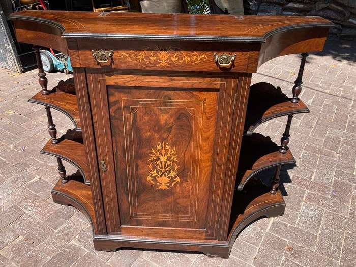 Superb Burr Walnut and Marquetry Inlaid Etagere circa 1900 ( 115 x 35 x 180 cm )