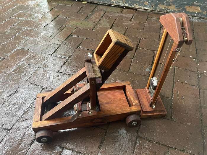 Two Vintage Wooden Models: Guilotine and Flamefthrower