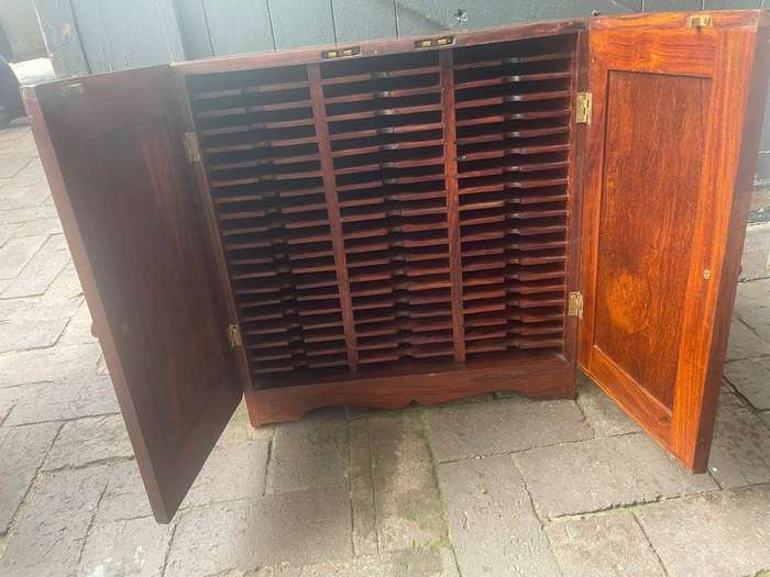 Rate Mahogany Postmasters Cabinet with Brass Inlay (44 x 20 x48 cm )