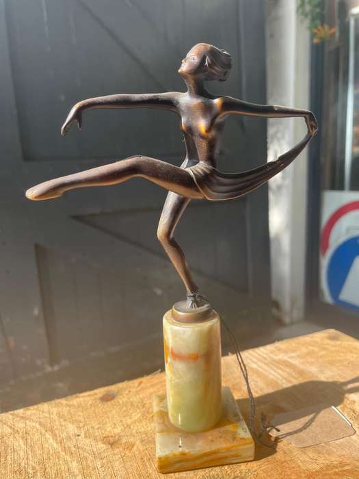 Art Deco Dancer ( Gilt metal on Onyx base) 20 cm