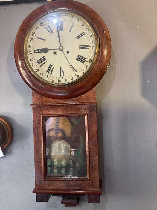 Wallnut Cased Calender Clock ( Working)