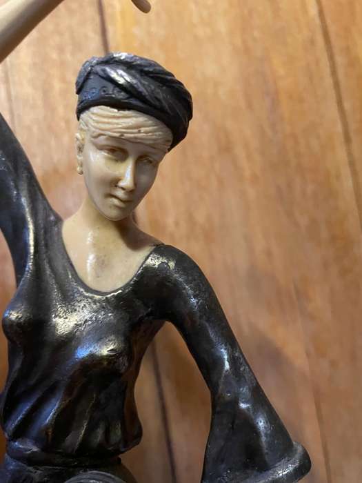 Art Deco Dancer after Ferdinand Preiss , Autumn Dance in metal and Ivorine ( 41 cm high )