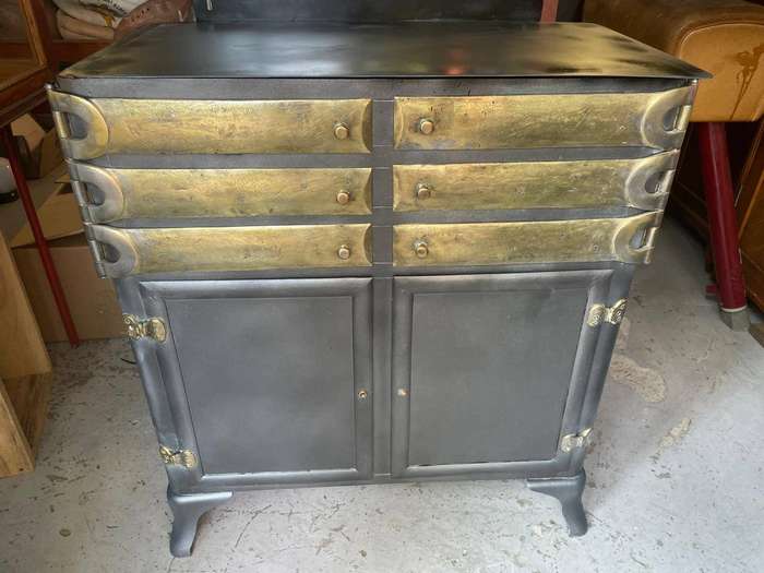 Rare Metal and Brass Dental Cabinet( 83 x 96 x 46 cm )