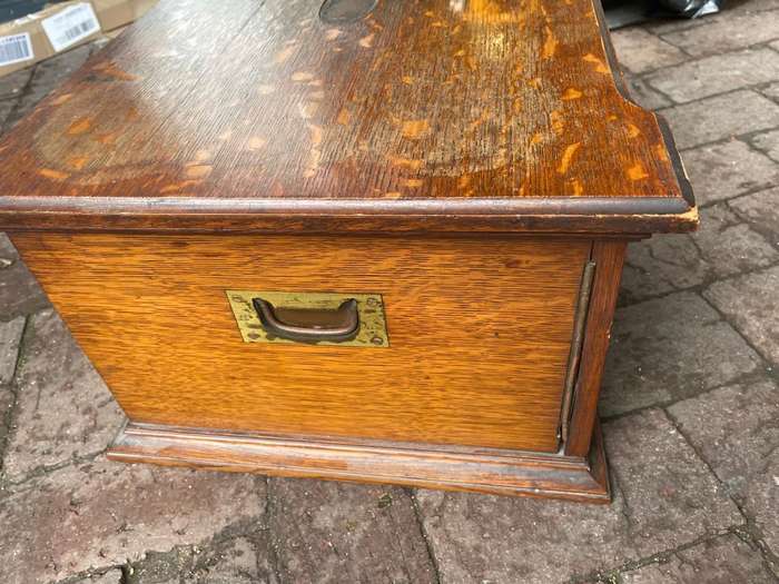 Oak Cutlery Box with some Cutlery ( 51 x 38 x 25 cm