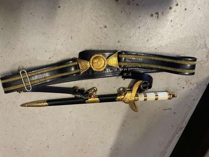 South African Airforce Officers Dagger , Belt and Hangers