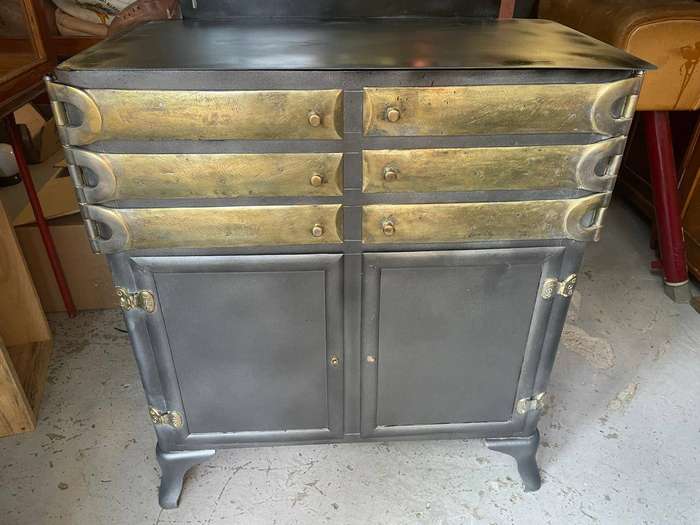 Rare Metal and Brass Dental Cabinet( 83 x 96 x 46 cm )