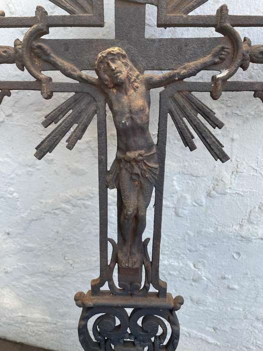 Rare Original Cast Iron Crucifix circa 1850 (156 x 85 cm )