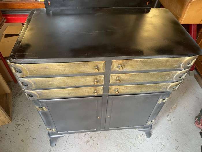 Rare Metal and Brass Dental Cabinet( 83 x 96 x 46 cm )