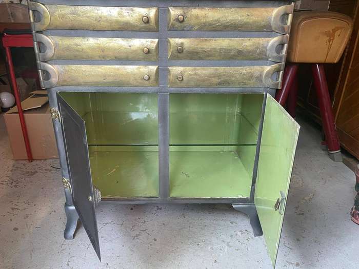 Rare Metal and Brass Dental Cabinet( 83 x 96 x 46 cm )