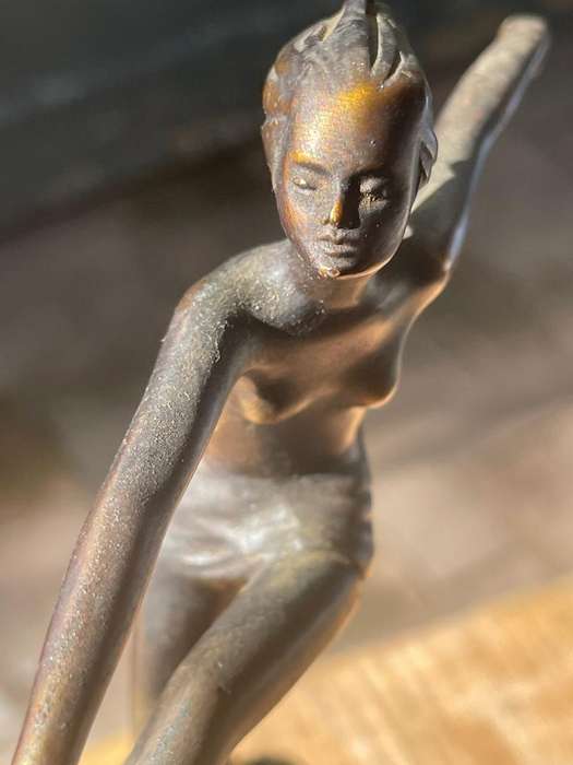 Art Deco Dancer ( Gilt metal on Onyx base) 20 cm
