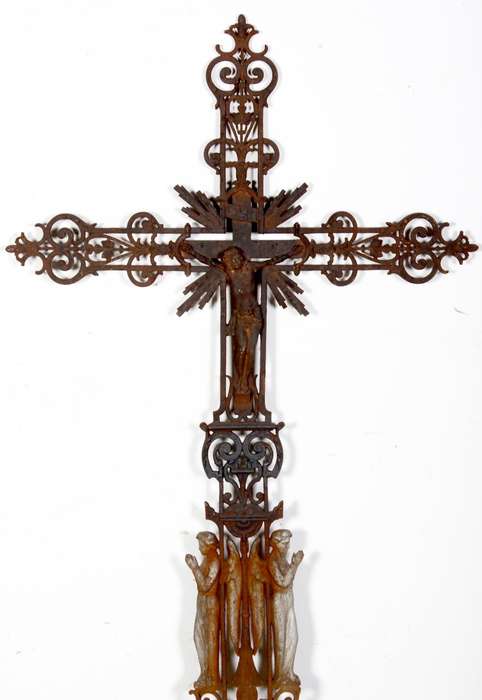 Rare Original Cast Iron Crucifix circa 1850 (156 x 85 cm )