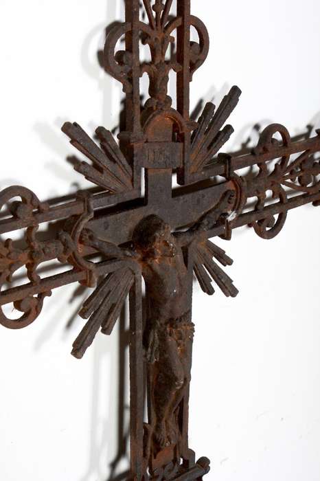 Rare Original Cast Iron Crucifix circa 1850 (156 x 85 cm )