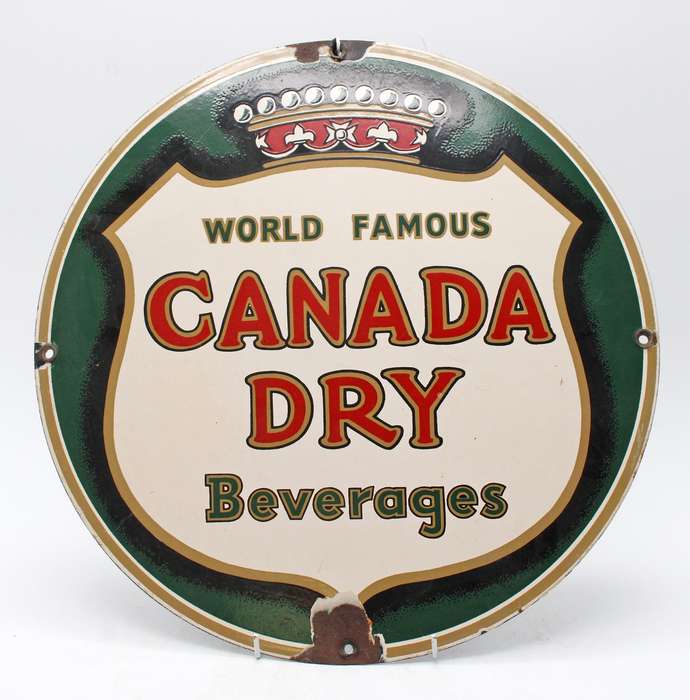 Original Canada Dry Enamel Button Sign ( 41 cm )