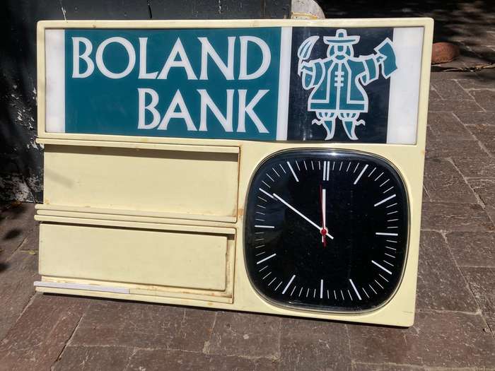 Vintage Boland Bank Advertising Clock ( 60 x 45 cm )