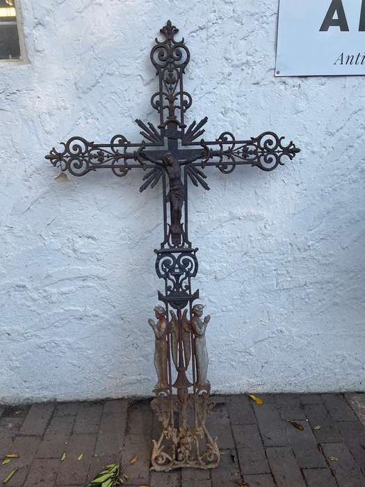 Rare Original Cast Iron Crucifix circa 1850 (156 x 85 cm )