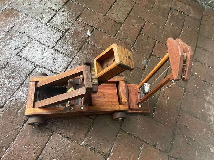 Two Vintage Wooden Models: Guilotine and Flamefthrower