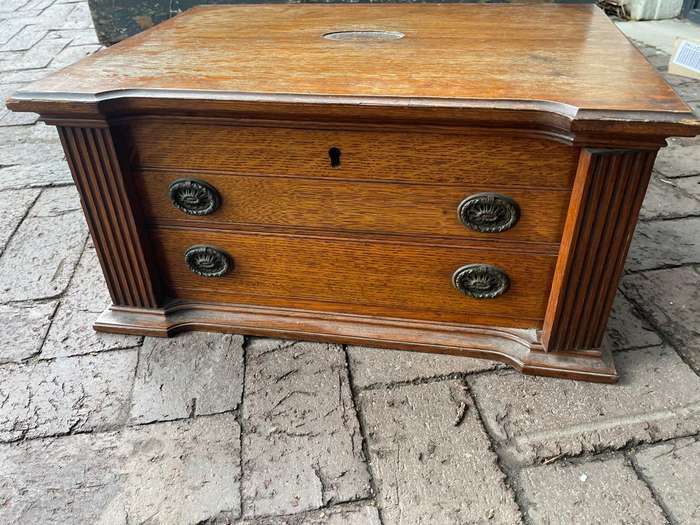 Oak Cutlery Box with some Cutlery ( 51 x 38 x 25 cm
