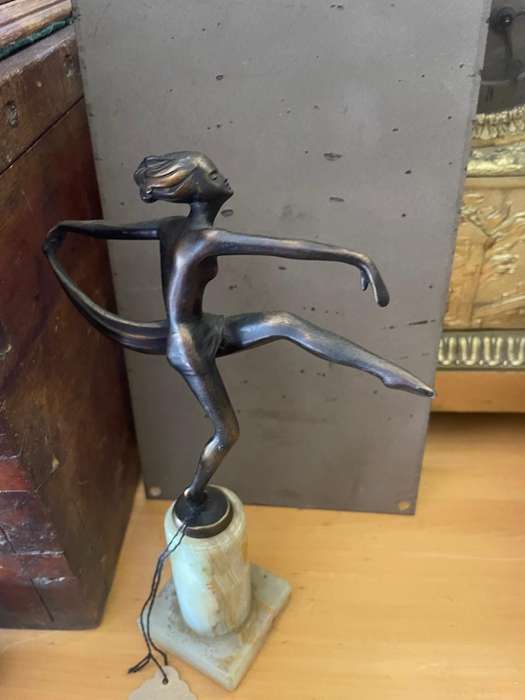 Art Deco Dancer ( Gilt metal on Onyx base) 20 cm