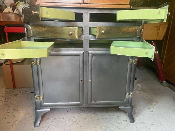Rare Metal and Brass Dental Cabinet( 83 x 96 x 46 cm )