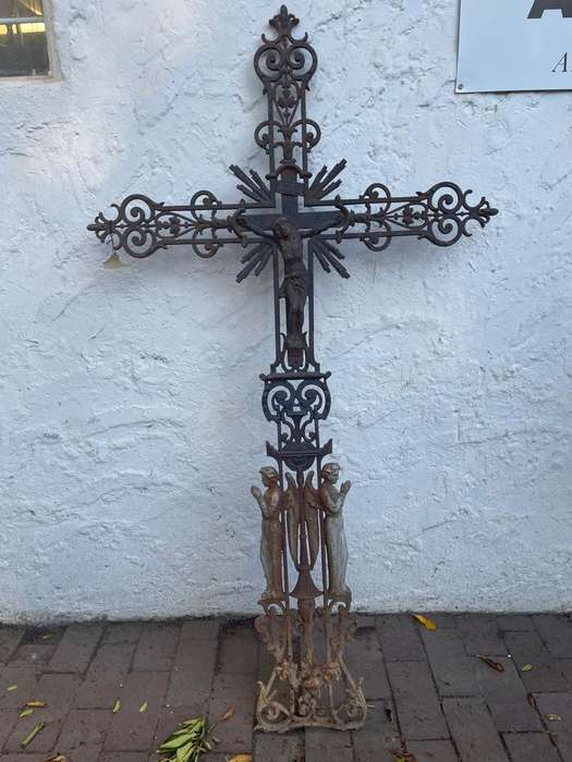 Rare Original Cast Iron Crucifix circa 1850 (156 x 85 cm )