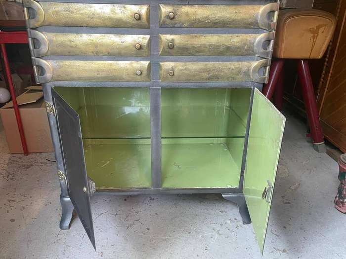 Rare Metal and Brass Dental Cabinet( 83 x 96 x 46 cm )