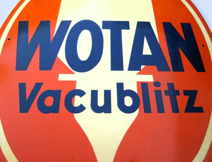 ORIGINAL VINTAGE WOTAN VACUBLITZ ADVERTISING SIGN