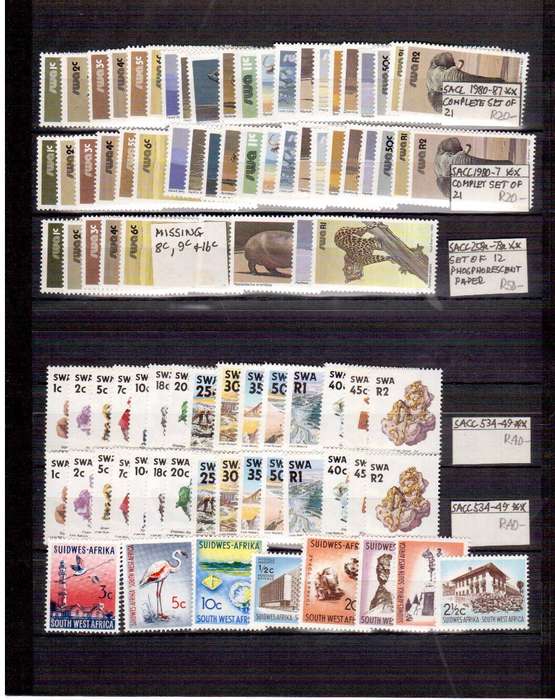 Variety of Def Sets - All in Mint Condition - RSA, NAMIBIA, SWA, BOPHUTATSWANA, CISKEI and TRANSKEI
