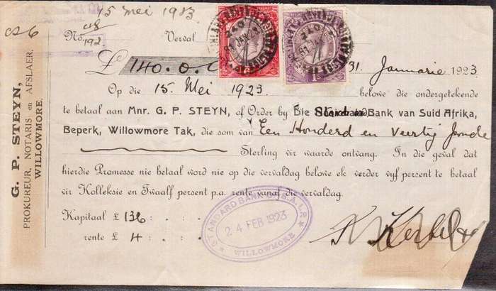 Union Revenue Stamps - On Document - 1923 - Nice Item