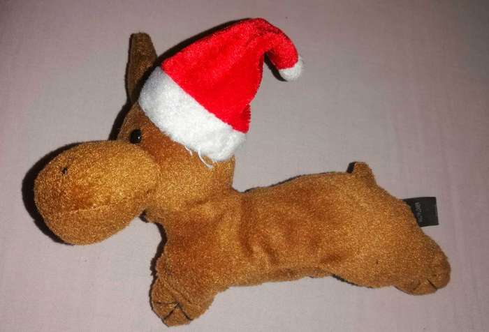 Santa's Little Helper a Cute Reindeer Fridge Magnet! Red Christmas Hat. 18cm.