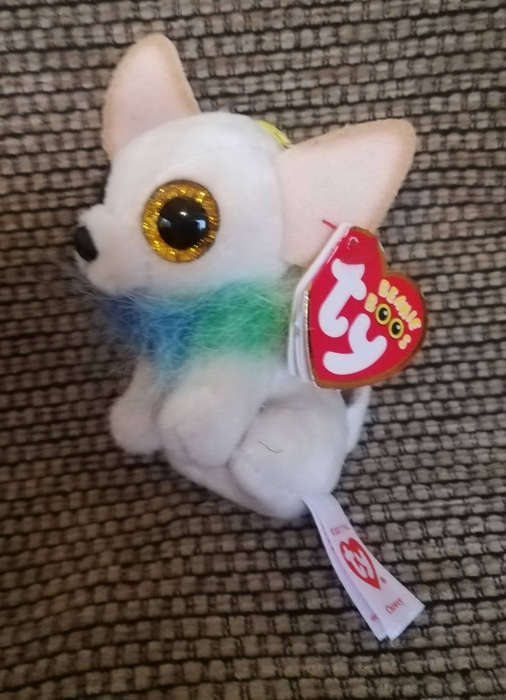 RARE 2022 Exclusive UK Release! TY Beanie Boos Chewey Chihuahua Dog Metal Key Clip Plush Toy. 12cm.