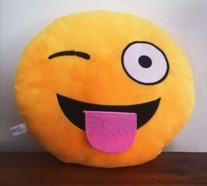 Cute Emoji with pink tongue! Plush Pillow/Toy. 30cm.