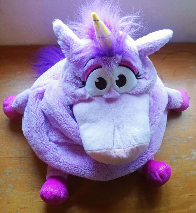 Tummy Stuffers! A Unicorn Plush Purple Storage Toy. Hours of Fun!